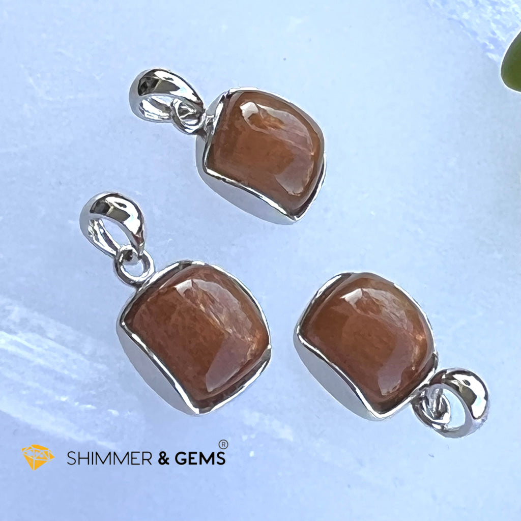 Gold Sunstone Square Pendant 10X10Mm Charms & Pendants