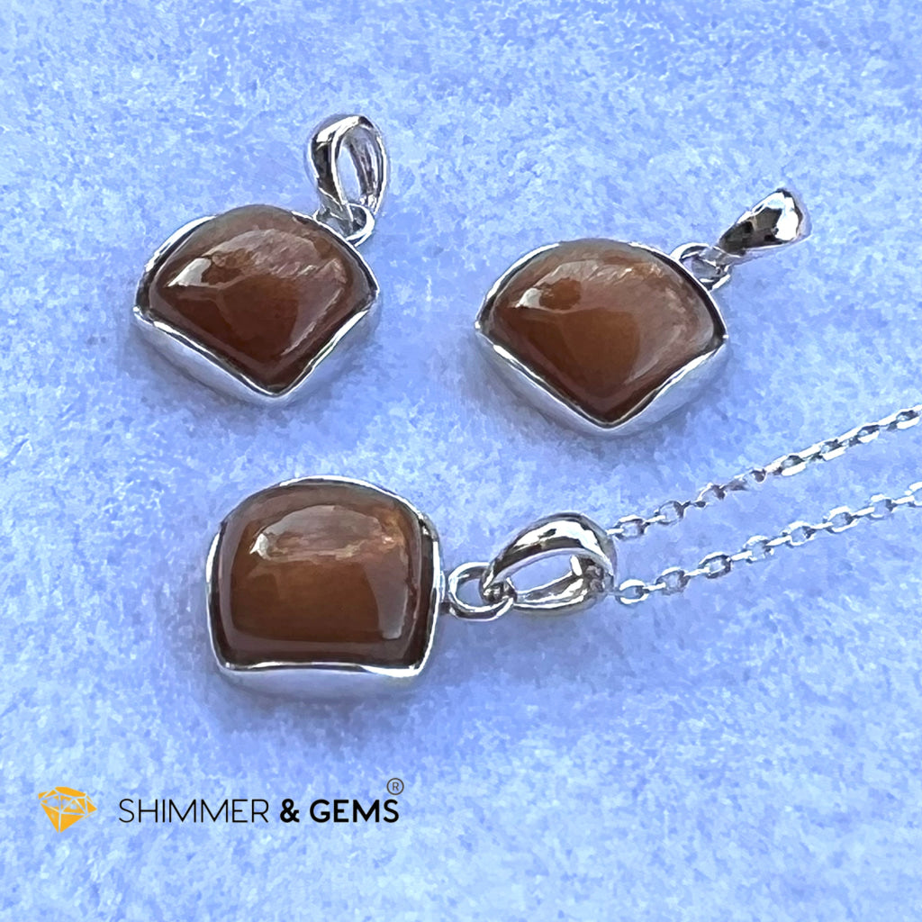 Gold Sunstone Square Pendant 10X10Mm Charms & Pendants