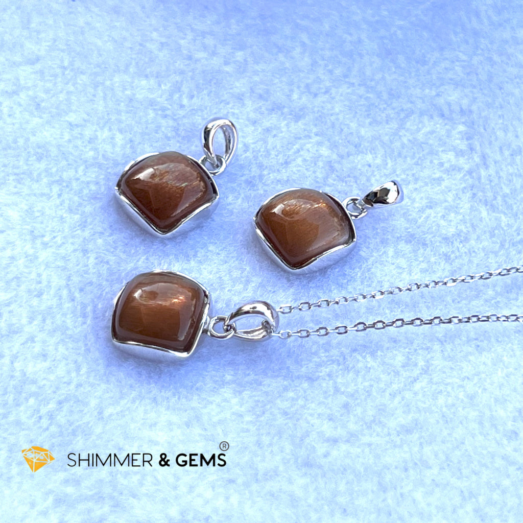 Gold Sunstone Square Pendant 10X10Mm Charms & Pendants