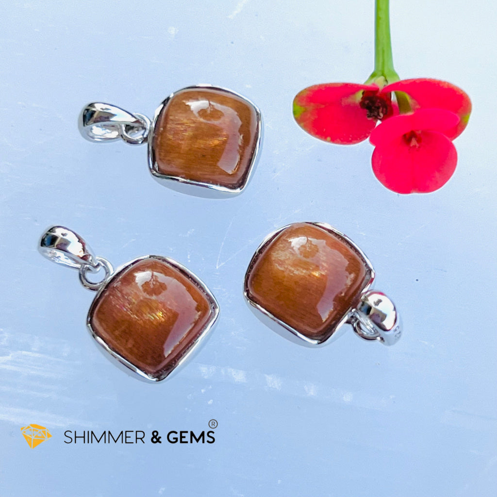 Gold Sunstone Square Pendant 10X10Mm Charms & Pendants