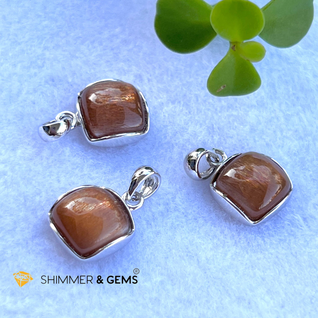 Gold Sunstone Square Pendant 10X10Mm Charms & Pendants