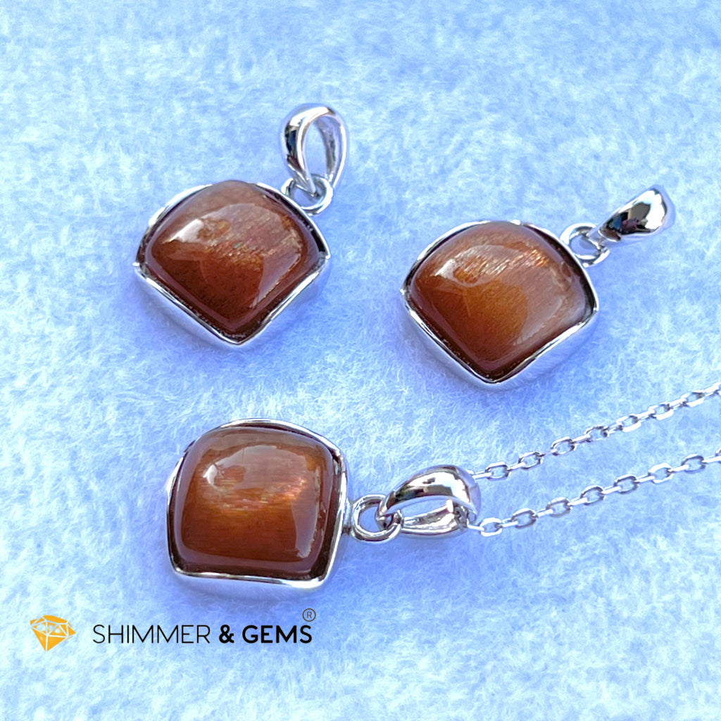 Gold Sunstone Square Pendant 10X10Mm Charms & Pendants