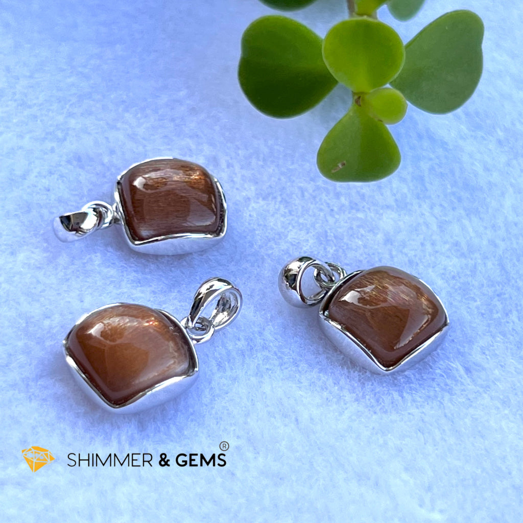 Gold Sunstone Square Pendant 10X10Mm Charms & Pendants