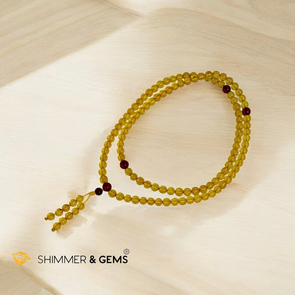 Golden Amber 5mm Mala – 108 Beads (Radiance of the Sun) Pre-coded & Activated