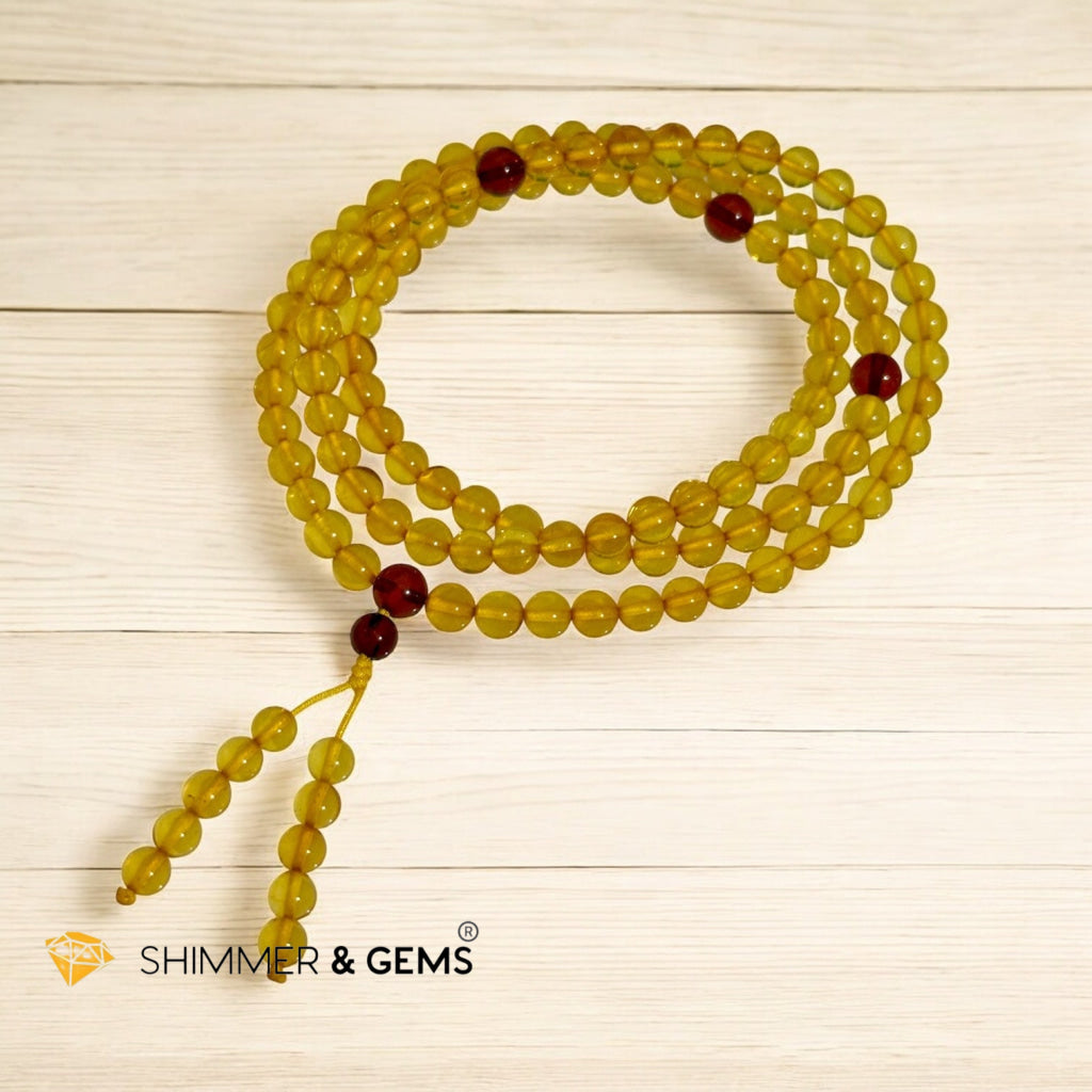 Golden Amber 5mm Mala – 108 Beads (Radiance of the Sun) Pre-coded & Activated