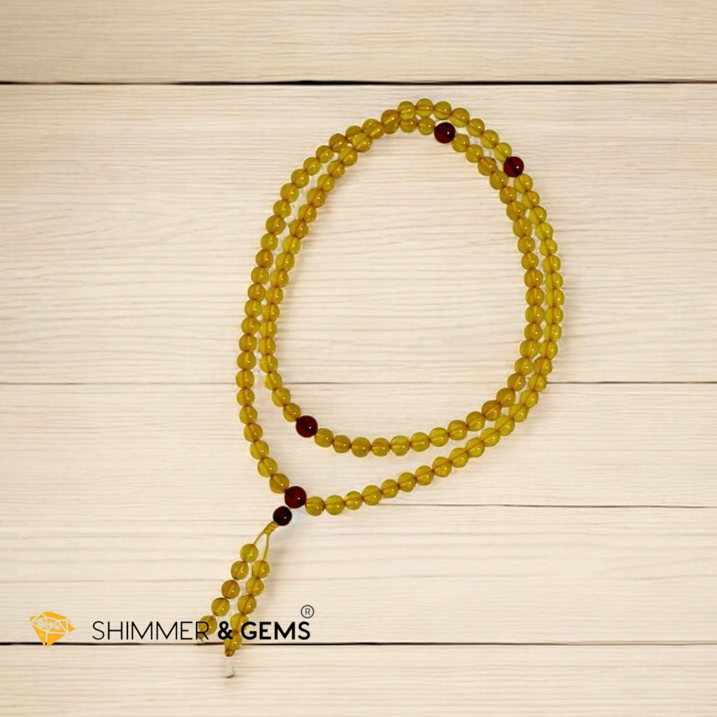 Golden Amber 5mm Mala – 108 Beads (Radiance of the Sun) Pre-coded & Activated