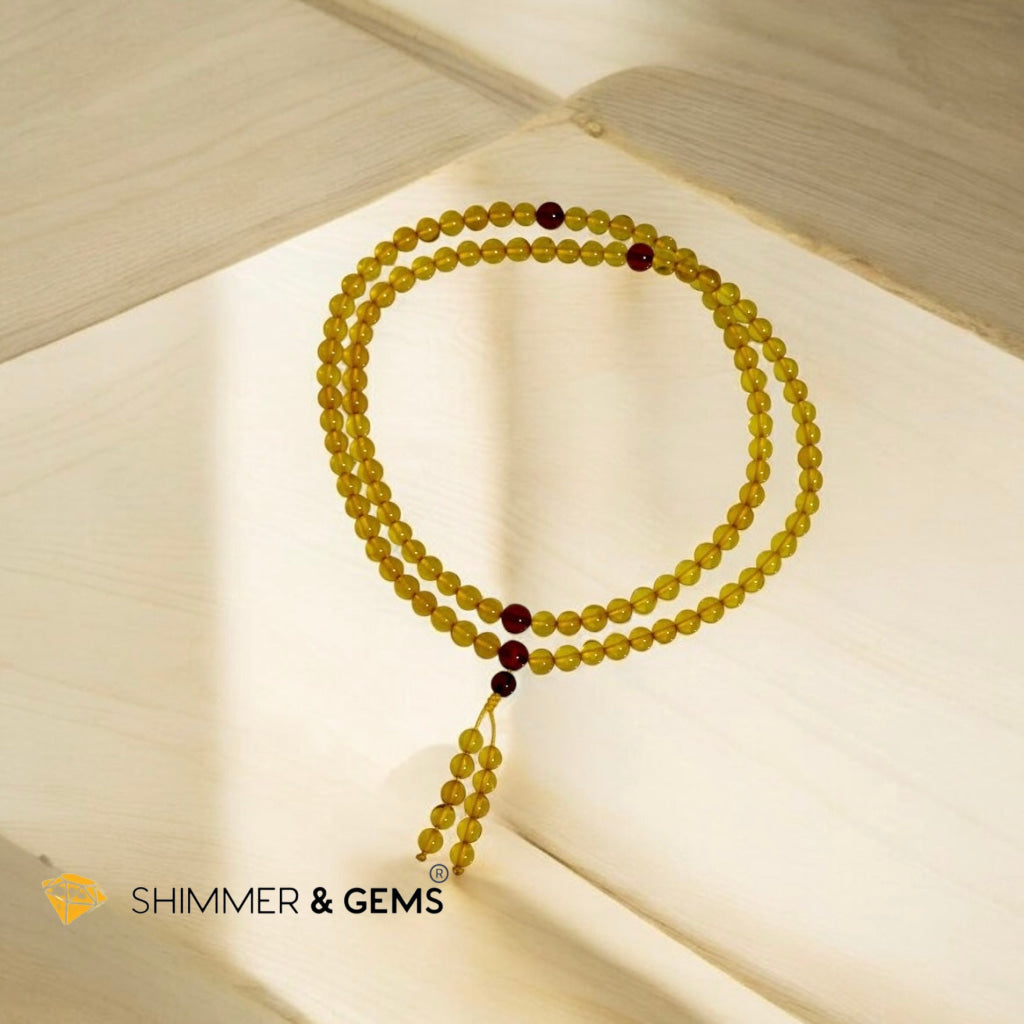 Golden Amber 5mm Mala – 108 Beads (Radiance of the Sun) Pre-coded & Activated