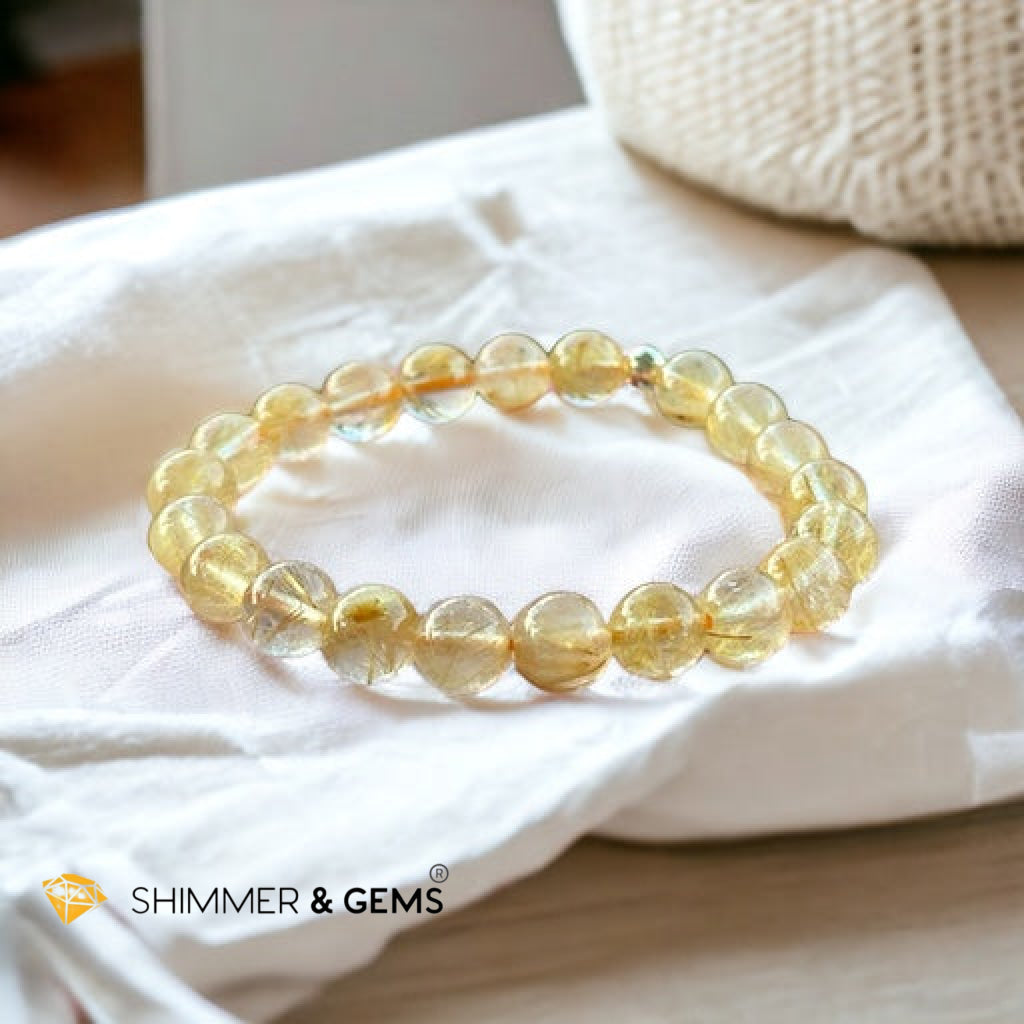 Golden Rutilated 8mm AAA Grade Bracelet with 14k gold filled Bead-Premium, Encoded & Activated