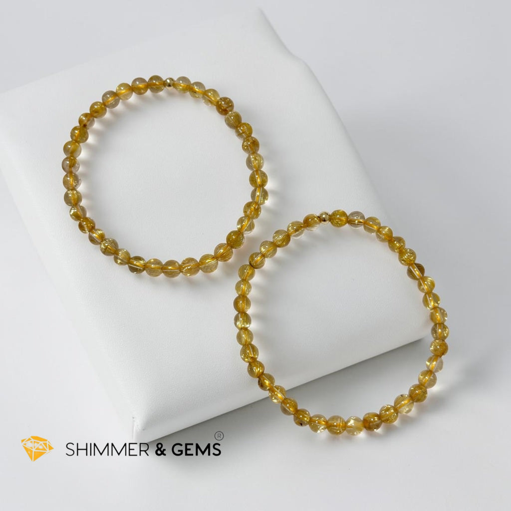Golden Rutilated Quartz Premium 5mm Bracelet AAAAA Grade