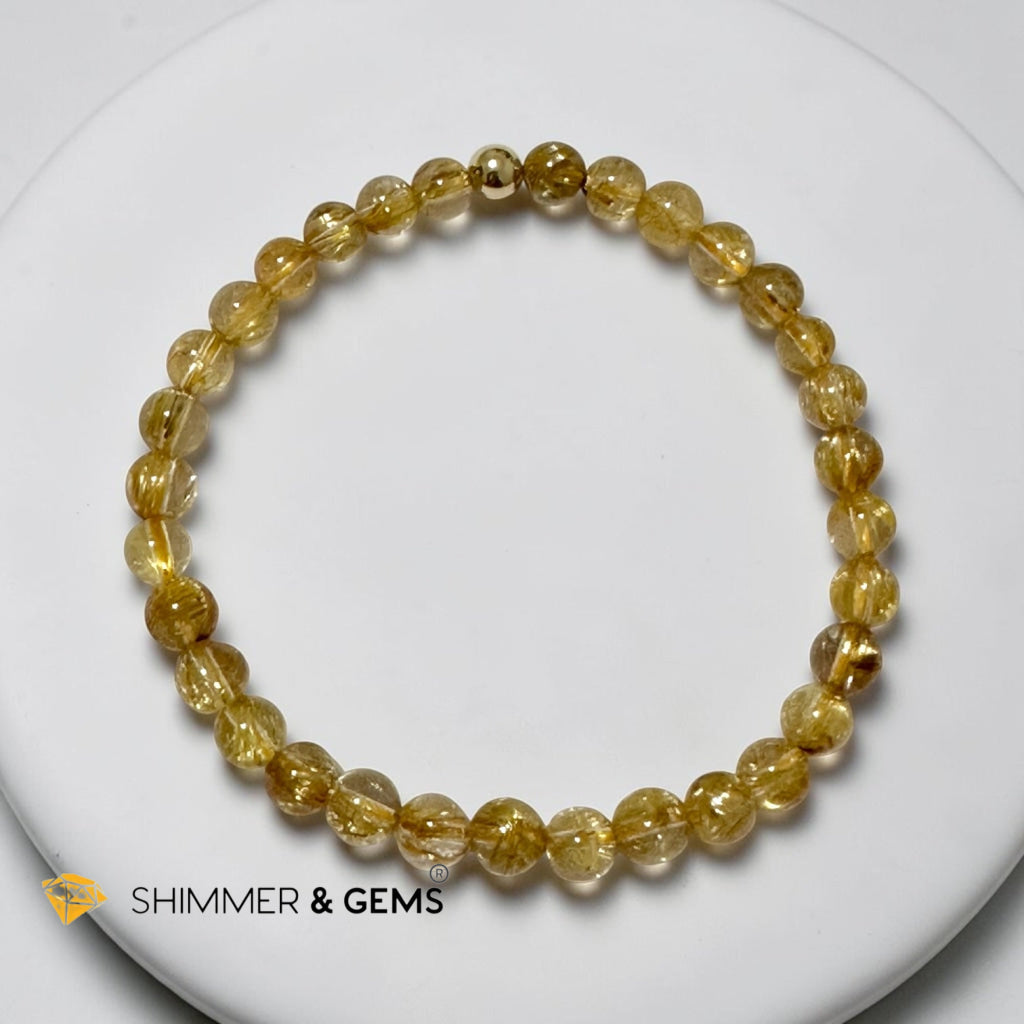 Golden Rutilated Quartz Premium 6mm Bracelet AAAAA Grade