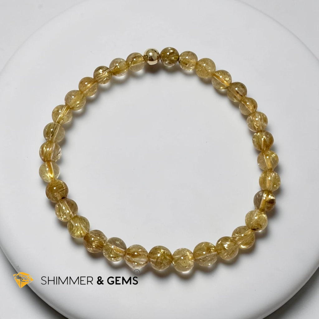 Golden Rutilated Quartz Premium 6mm Bracelet AAAAA Grade