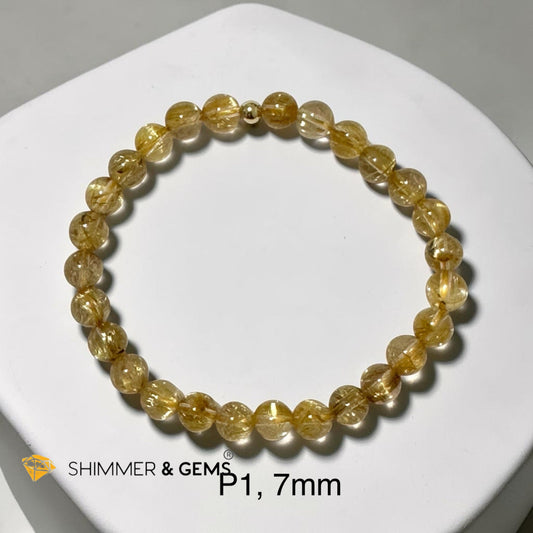 Golden Rutilated Quartz Premium 7mm Bracelet
AAAAA Grade