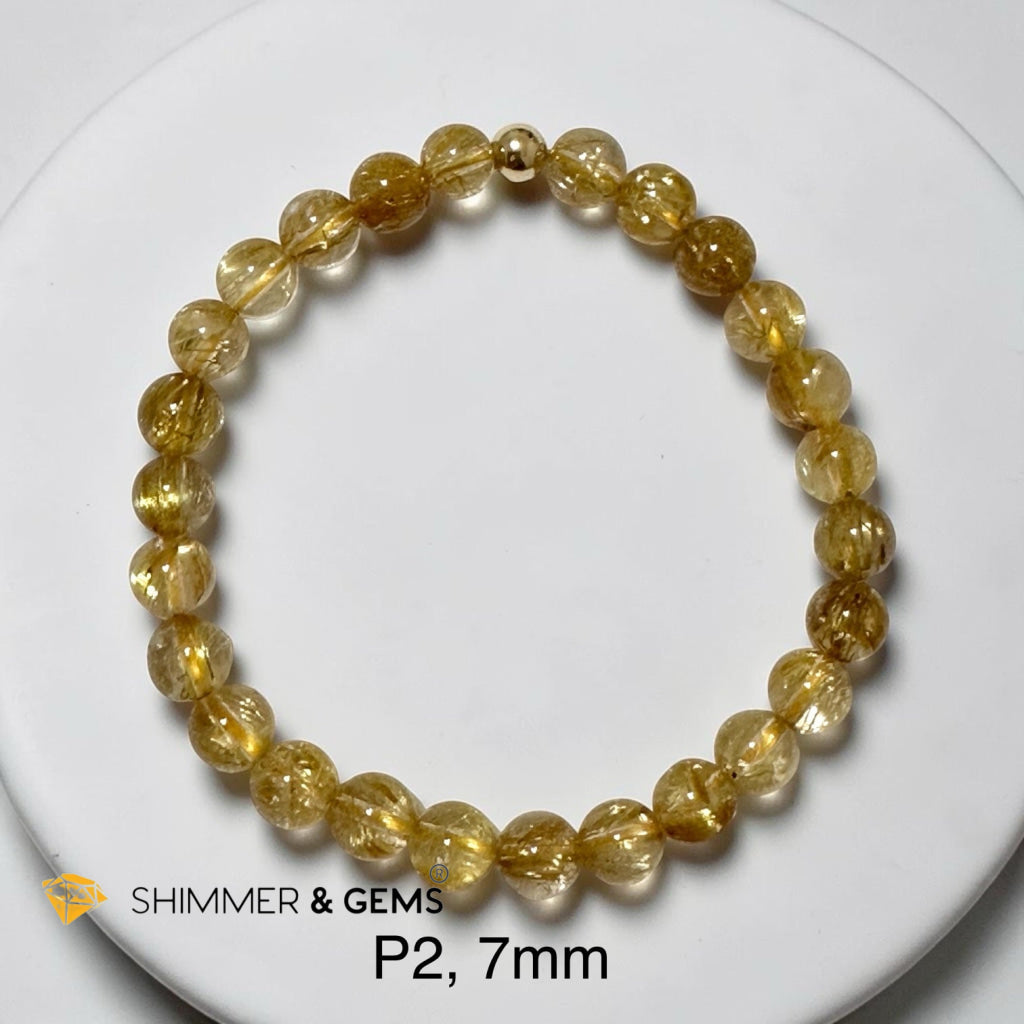 Golden Rutilated Quartz Premium 7mm Bracelet
AAAAA Grade