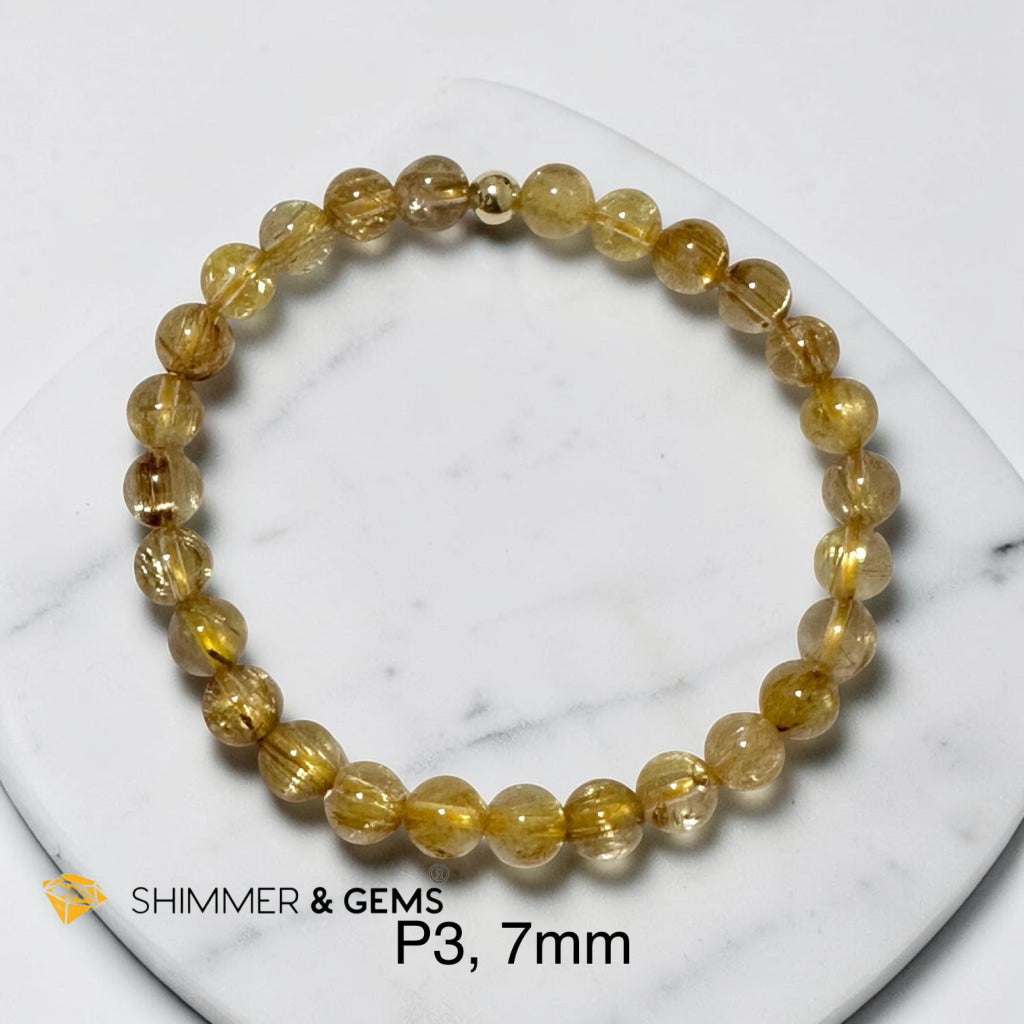 Golden Rutilated Quartz Premium 7mm Bracelet
AAAAA Grade