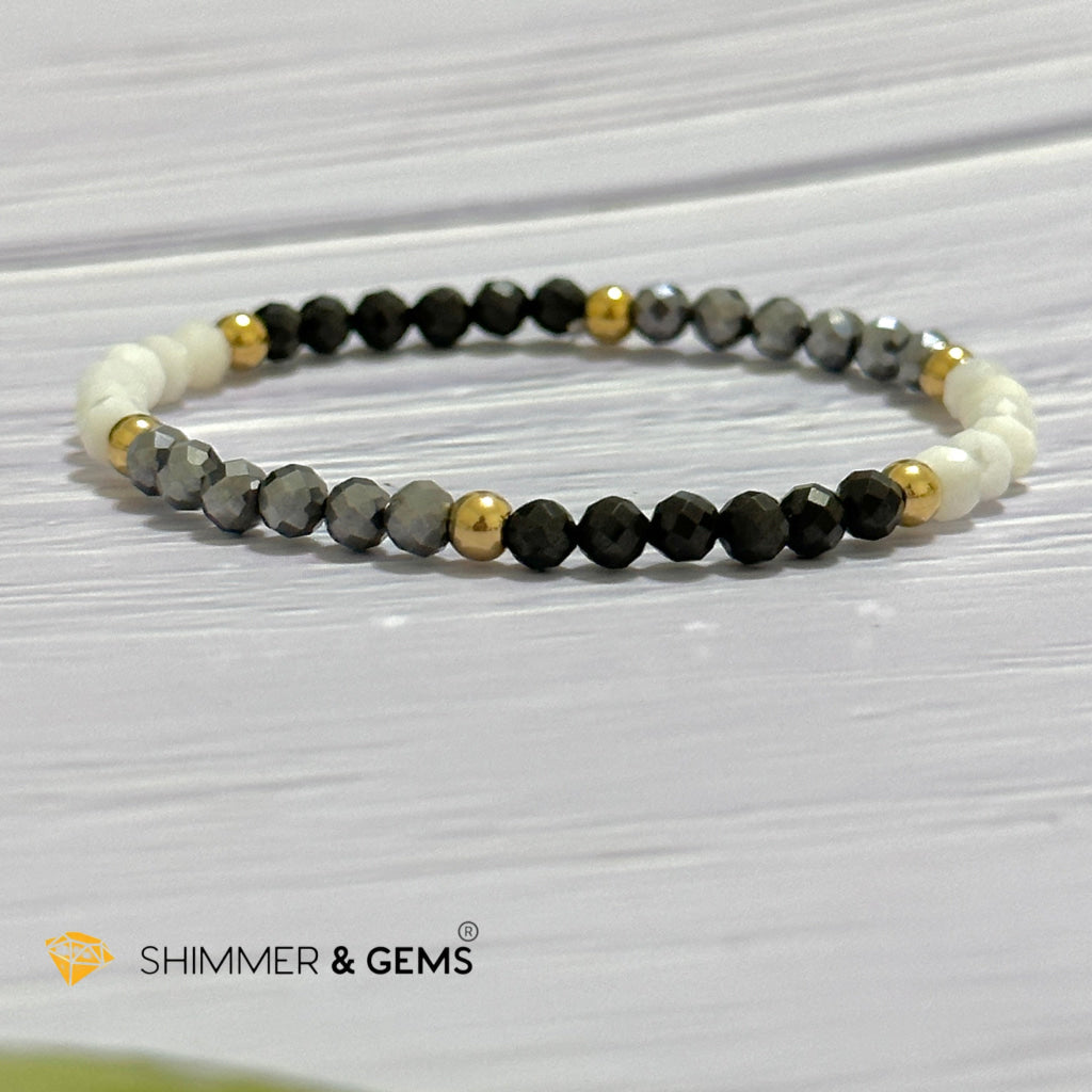 Good Energy Boost Remedy Bracelet (Terahertz, Spinel, Mother Pearl 4mm & stainless steel beads)