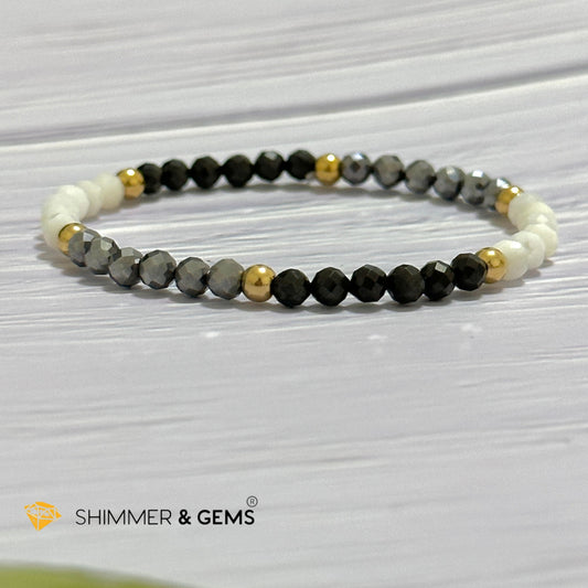 Good Energy Boost Remedy Bracelet (Terahertz, Spinel, Mother Pearl 4mm & stainless steel beads)