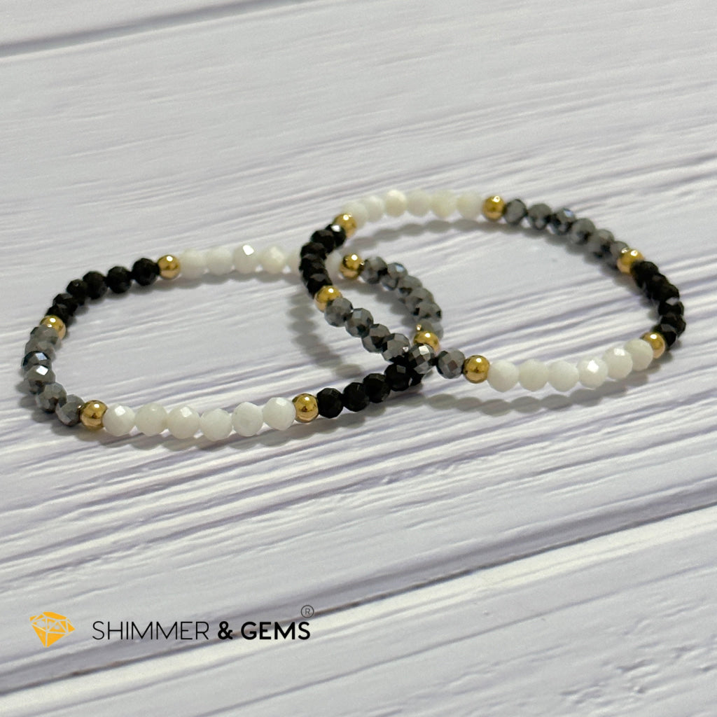 Good Energy Boost Remedy Bracelet (Terahertz, Spinel, Mother Pearl 4mm & stainless steel beads)
