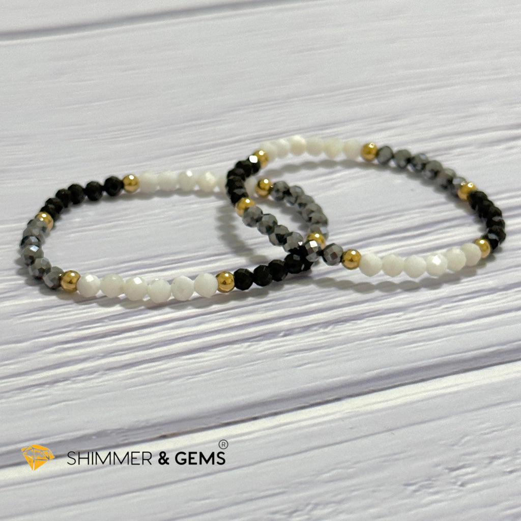 Good Energy Boost Remedy Bracelet (Terahertz, Spinel, Mother Pearl 4mm & stainless steel beads)