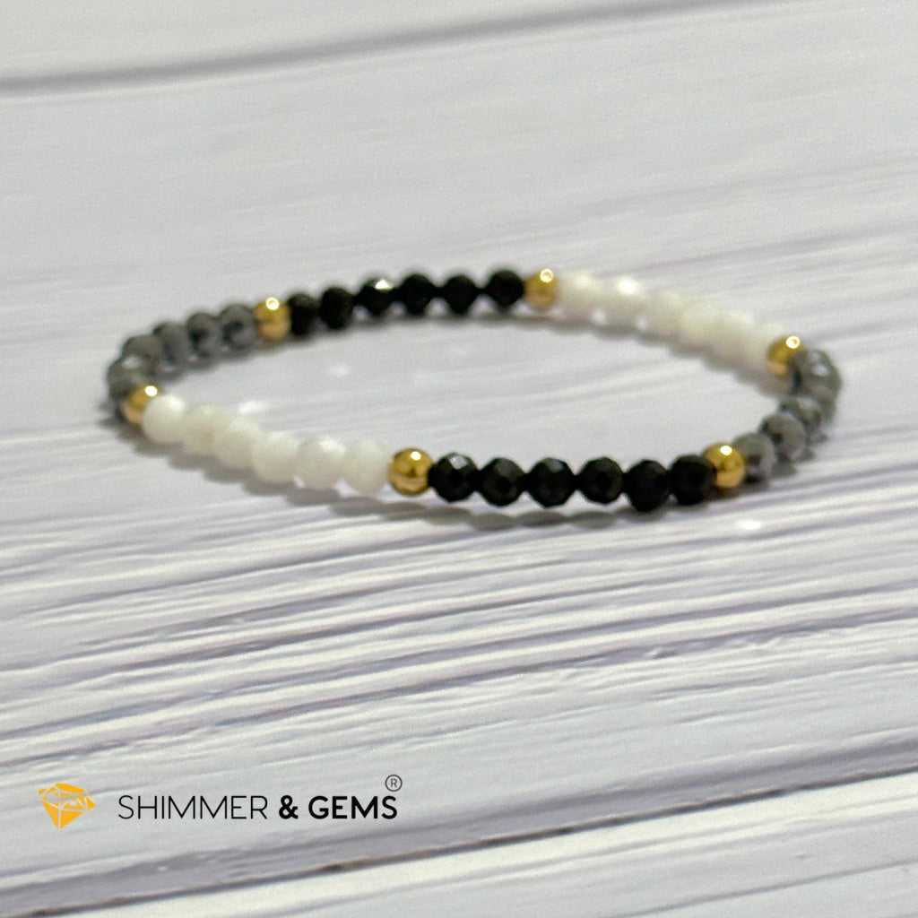Good Energy Boost Remedy Bracelet (Terahertz, Spinel, Mother Pearl 4mm & stainless steel beads)