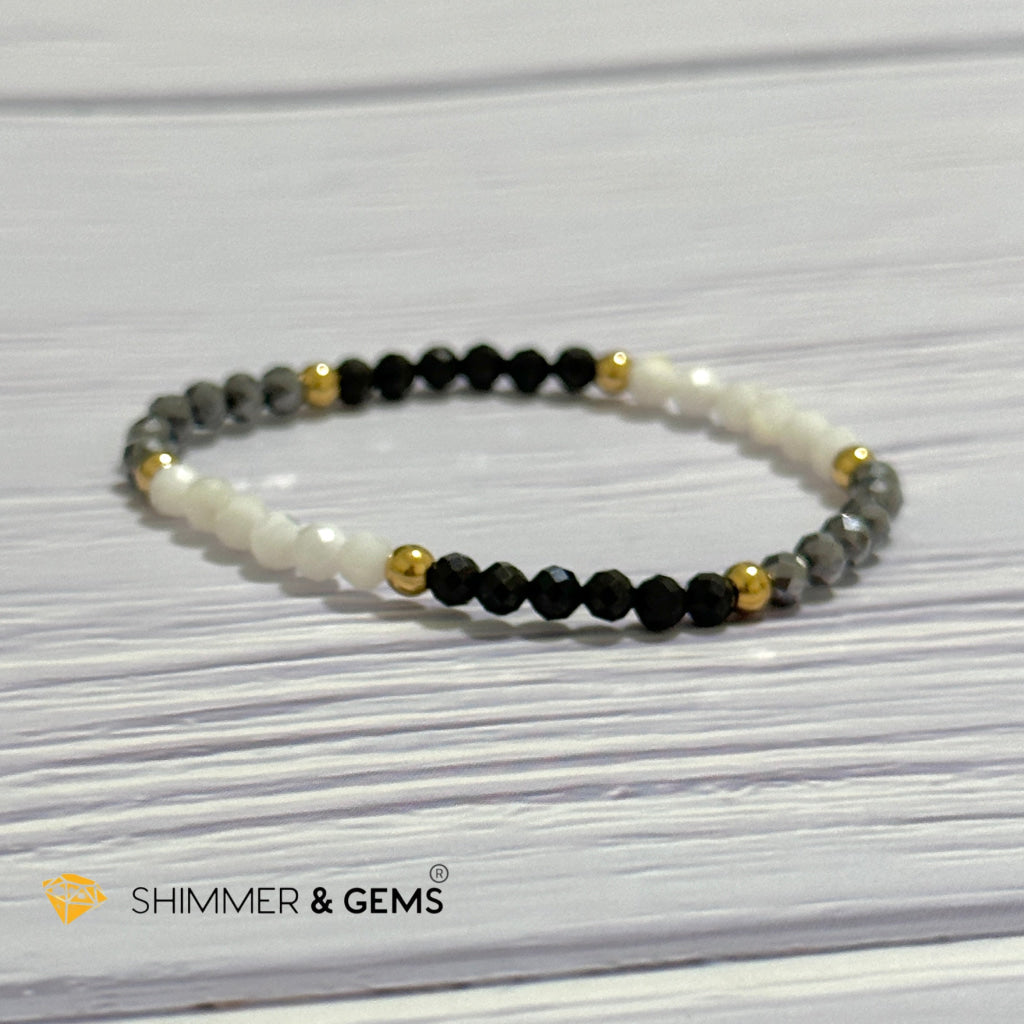 Good Energy Boost Remedy Bracelet (Terrahertz, Spinel, Mother Pearl 4mm & stainless steel beads)