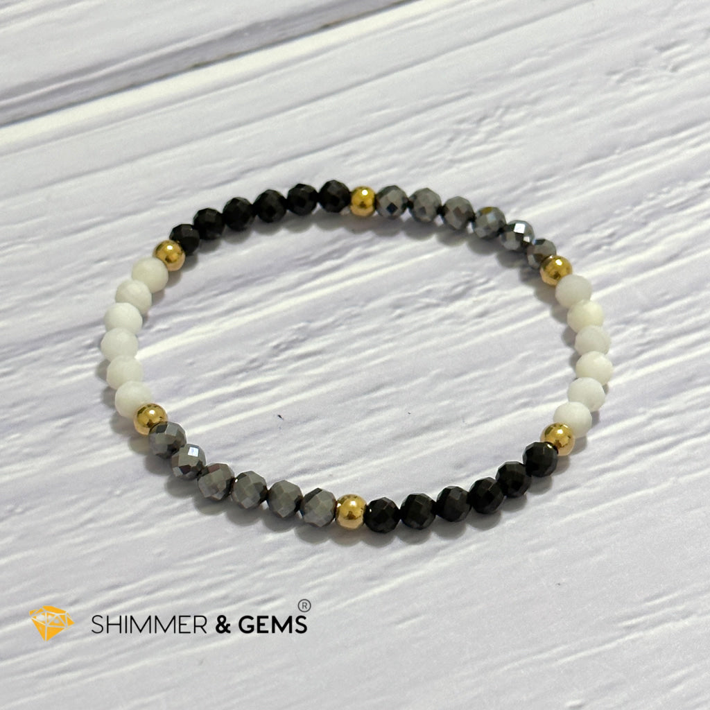 Good Energy Boost Remedy Bracelet (Terrahertz, Spinel, Mother Pearl 4mm & stainless steel beads)