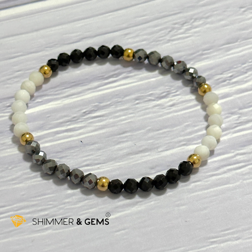 Good Energy Boost Remedy Bracelet (Terrahertz, Spinel, Mother Pearl 4mm & stainless steel beads)