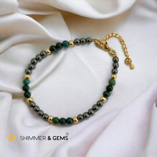 Good Health 4mm Stainless Steel Remedy Bracelet (Bloodstone & Hematite)Adjustable Size