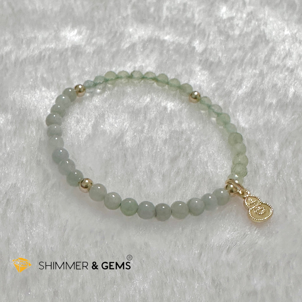 Good Health Bracelet (Prehnite, Burma Jade & 14k Goldplated Copper Wu Lou Charm)