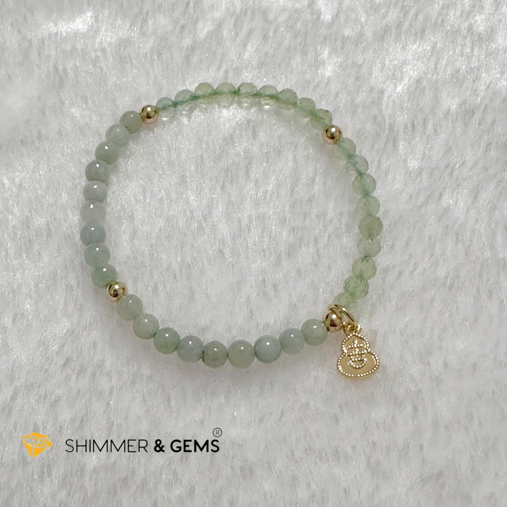 Good Health Bracelet (Prehnite, Burma Jade & 14k Goldplated Copper Wu Lou Charm)