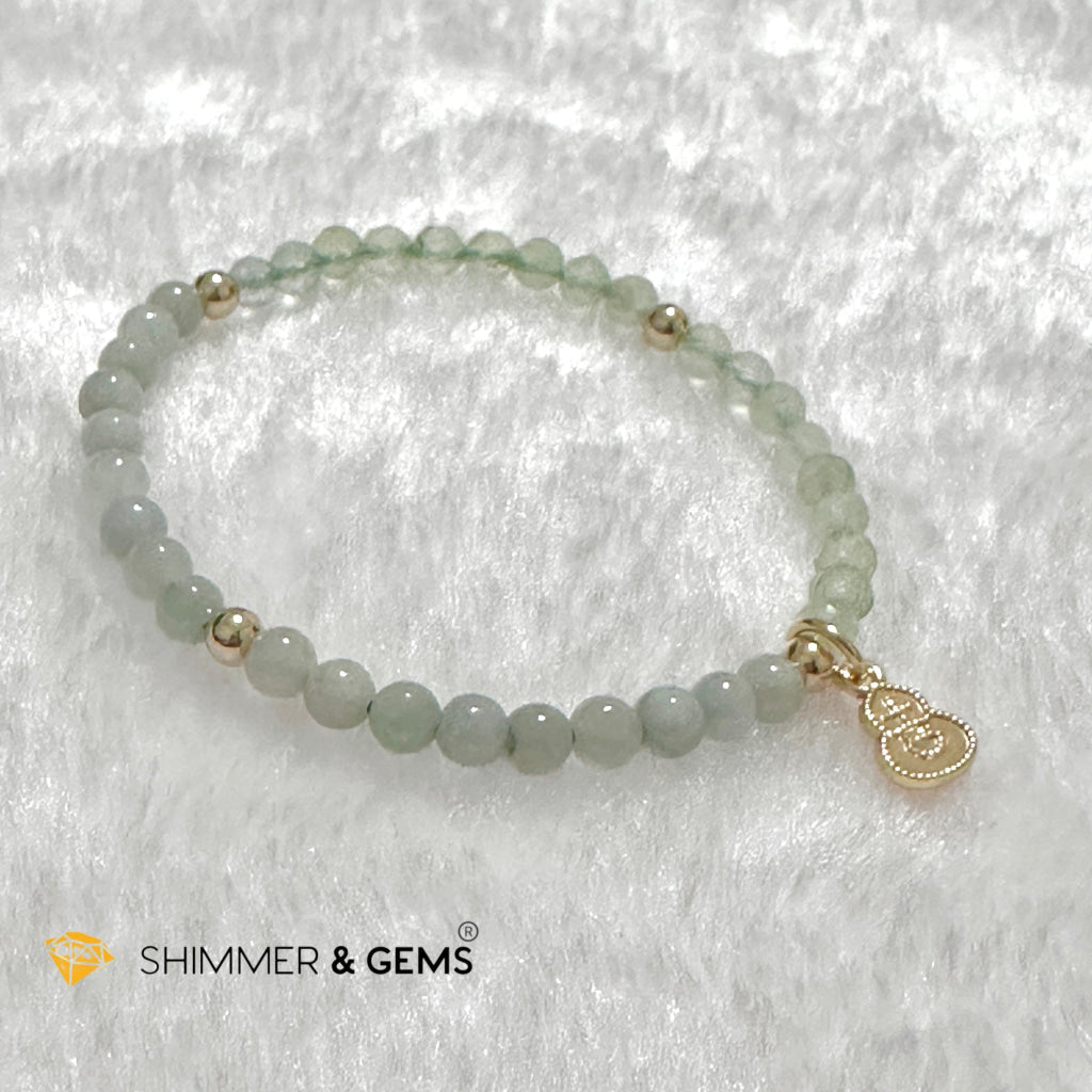 Good Health Bracelet (Prehnite, Burma Jade & 14k Goldplated Copper Wu Lou Charm)