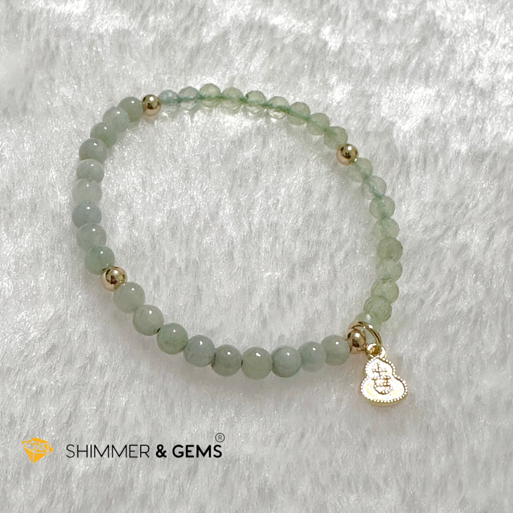 Good Health Bracelet (Prehnite, Burma Jade & 14k Goldplated Copper Wu Lou Charm)