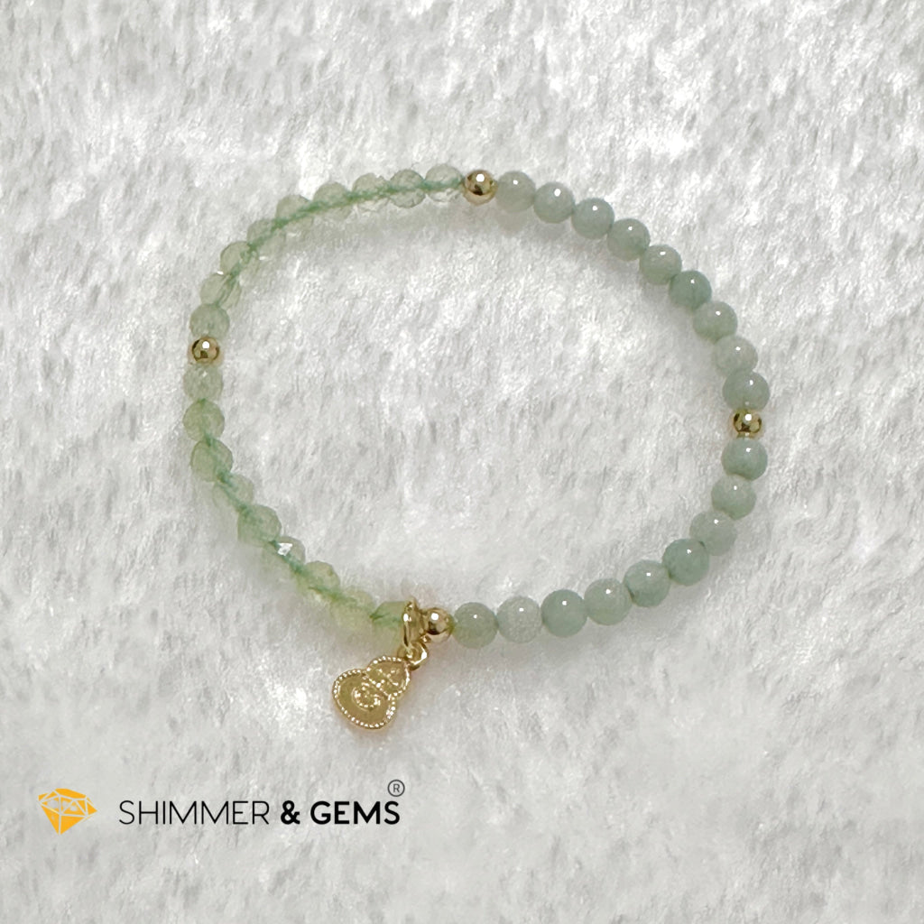 Good Health Bracelet (Prehnite, Burma Jade & 14k Goldplated Copper Wu Lou Charm)