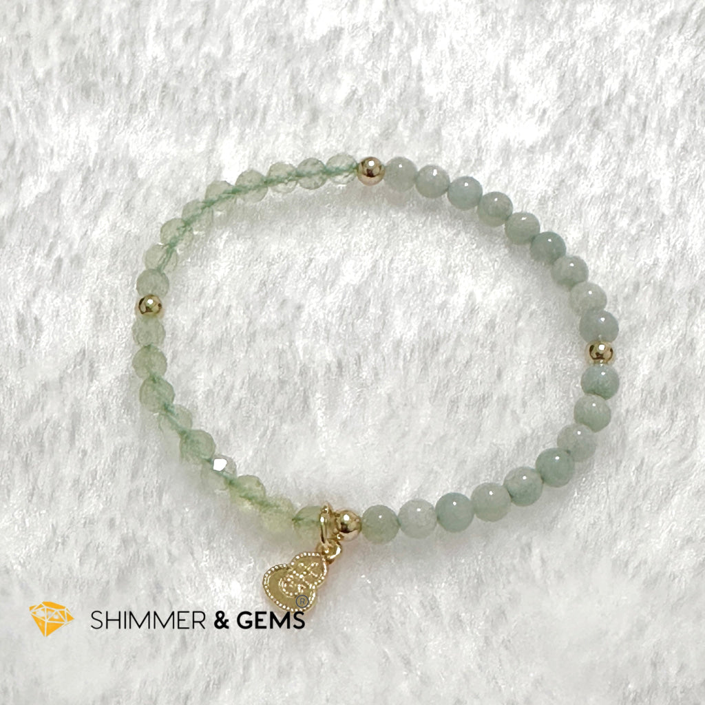 Good Health Bracelet (Prehnite, Burma Jade & 14k Goldplated Copper Wu Lou Charm)