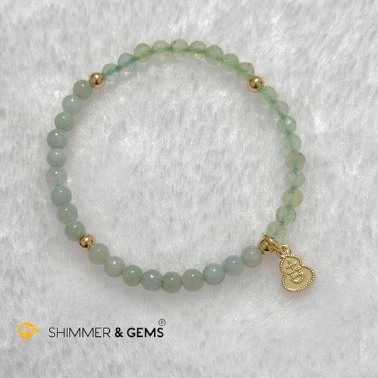 Good Health Bracelet (Prehnite, Burma Jade & 14k Goldplated Copper Wu Lou Charm)