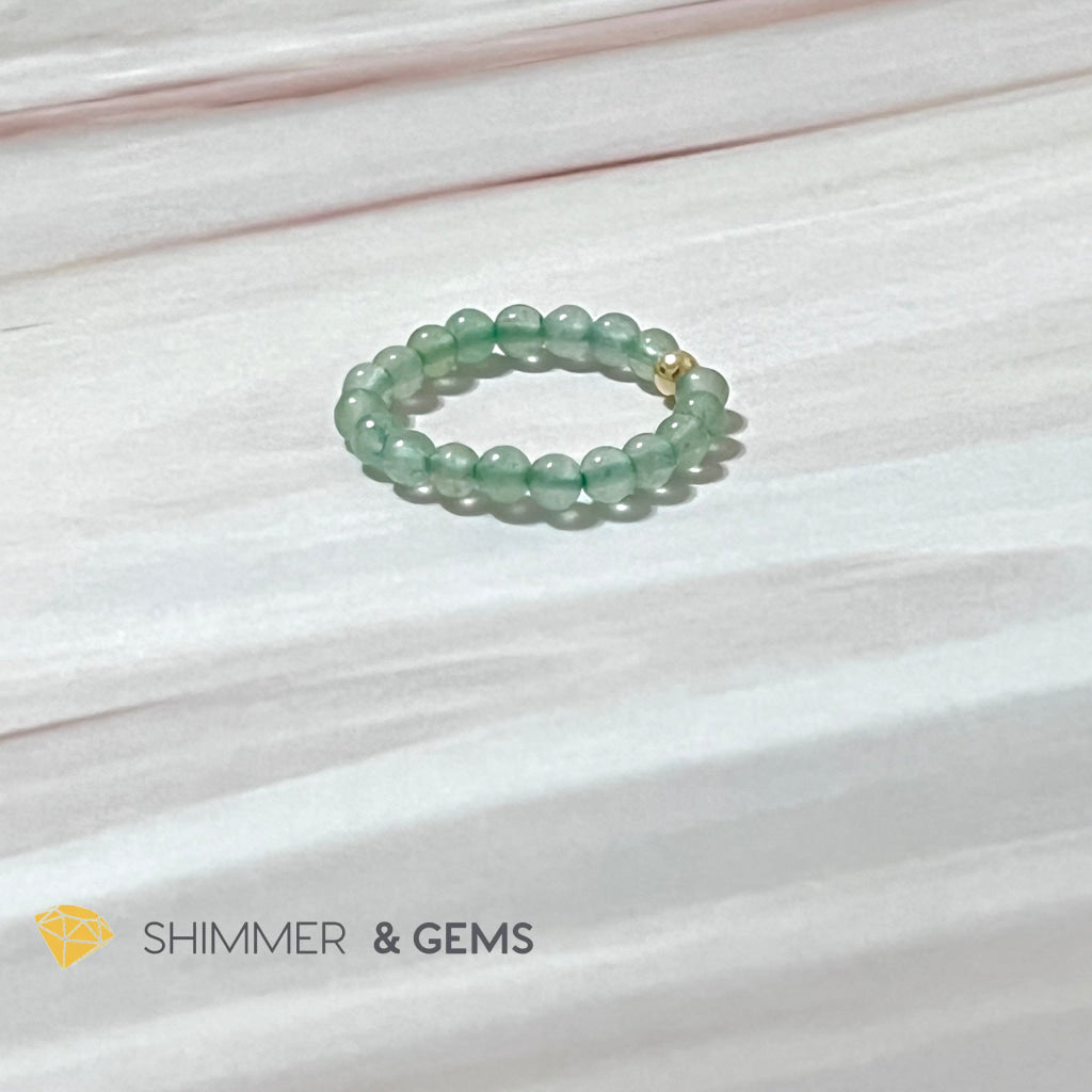 Green Aventurine 3Mm With 14K Gold Filled Beads Ring (Goodluck)