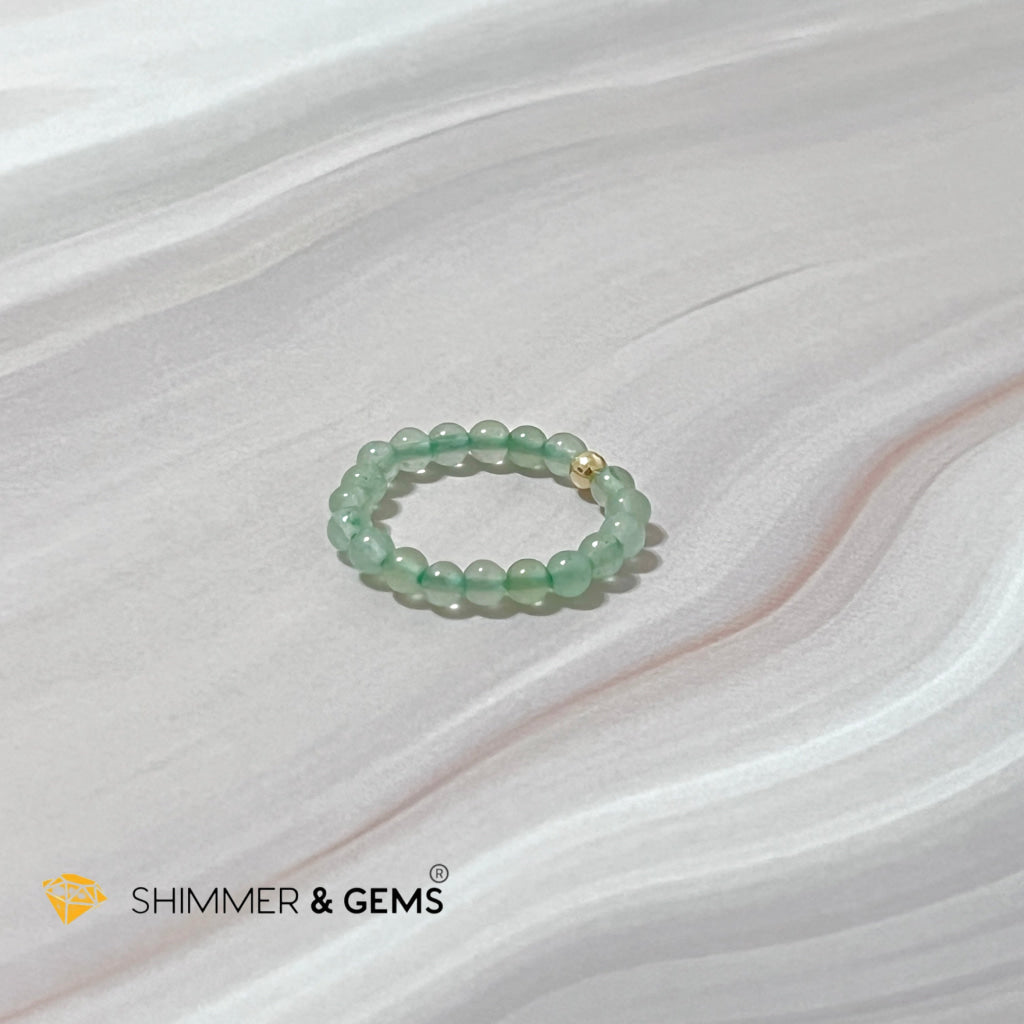 Green Aventurine 3Mm With 14K Gold Filled Beads Ring (Goodluck)