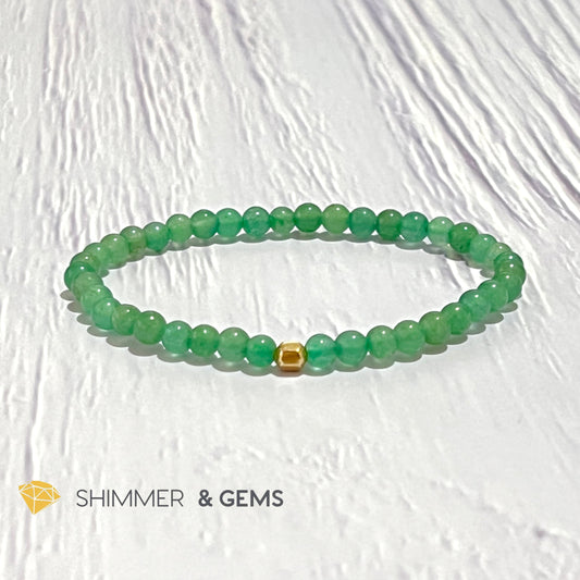 Green Aventurine 4Mm Bracelet With 14K Gold Filled Bead (Good Luck) 5.5