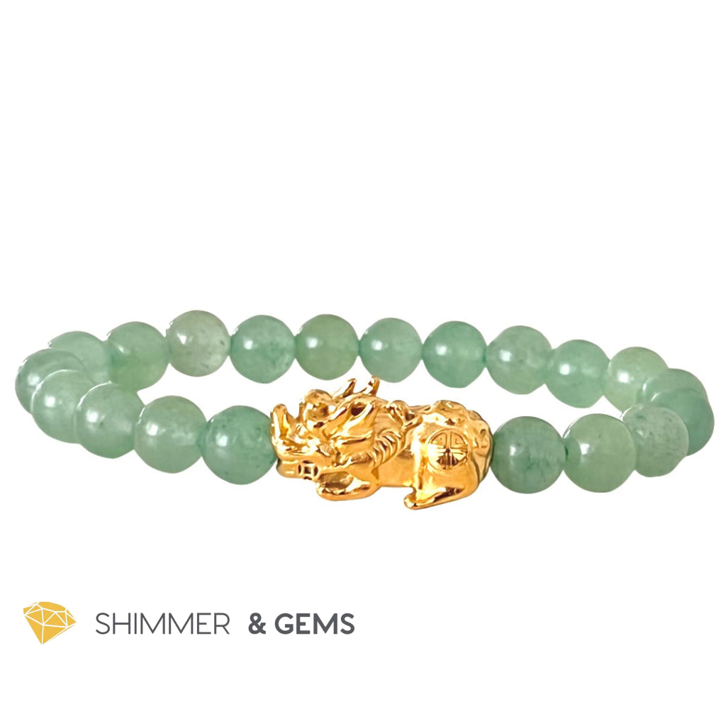 Green Aventurine Stainless Steel Pixiu Bracelet (8Mm) Bracelets