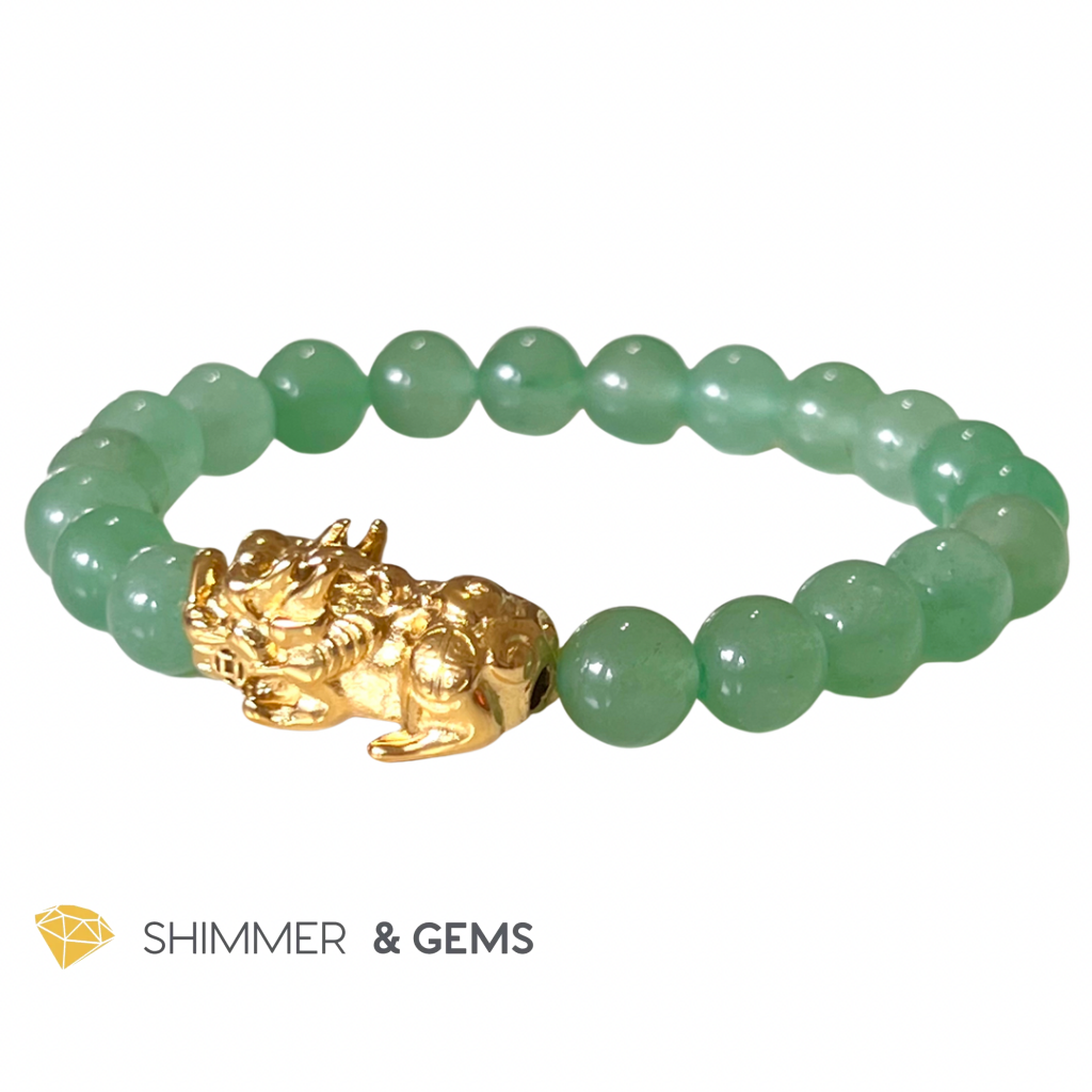 Green Aventurine Stainless Steel Pixiu Bracelet (8Mm) Bracelets