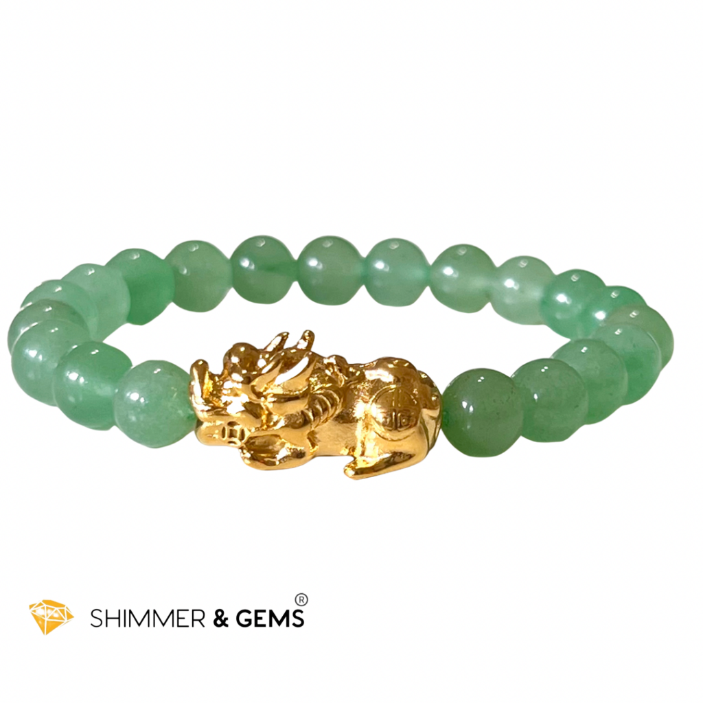 Green Aventurine Stainless Steel Pixiu Bracelet (8Mm) Bracelets