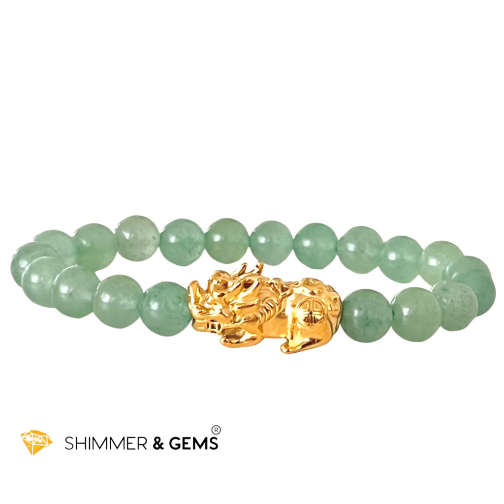 Green Aventurine Stainless Steel Pixiu Bracelet (8Mm) Bracelets