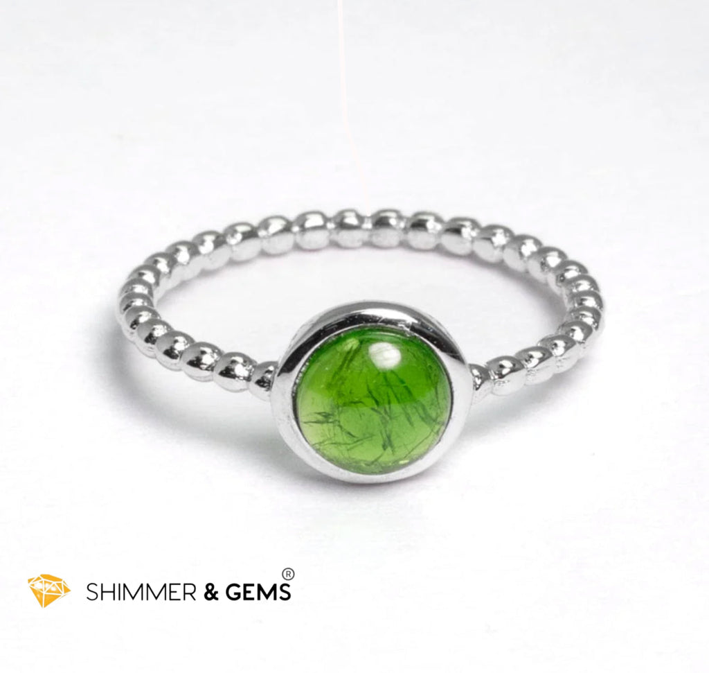 Green Diopside Bezel Ring 925 Silver (Russia) Encoded & Activated