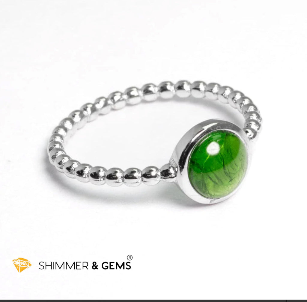 Green Diopside Bezel Ring 925 Silver (Russia) Encoded & Activated