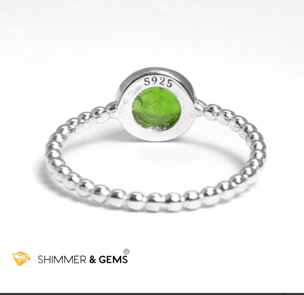 Green Diopside Bezel Ring 925 Silver (Russia) Encoded & Activated