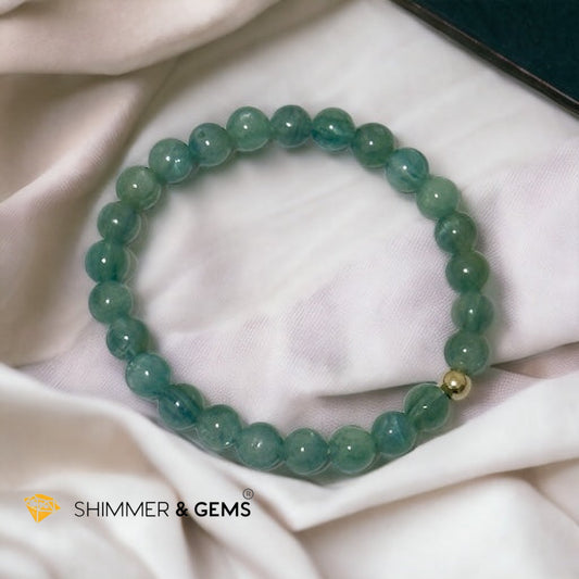Green Kyanite 6mm Bracelet with 14k Gold Filled AAA Grade (Extremely Rare, Natural) Premium, Encoded & Activated