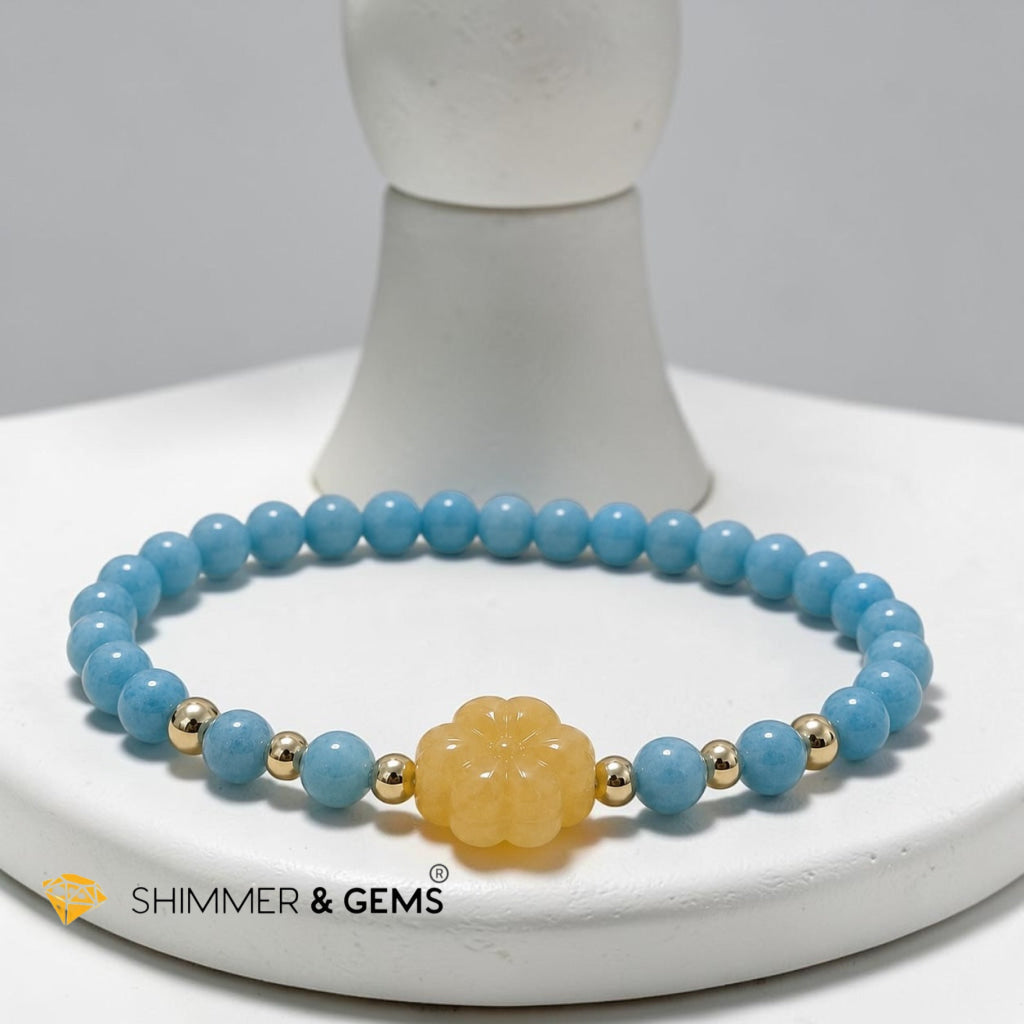 Happy Vibes Amazonite with Yellow Jade Charm Bracelet (4mm)