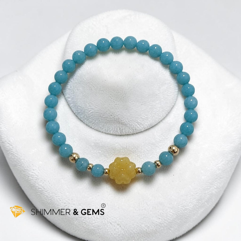 Happy Vibes Amazonite with Yellow Jade Charm Bracelet (4mm)