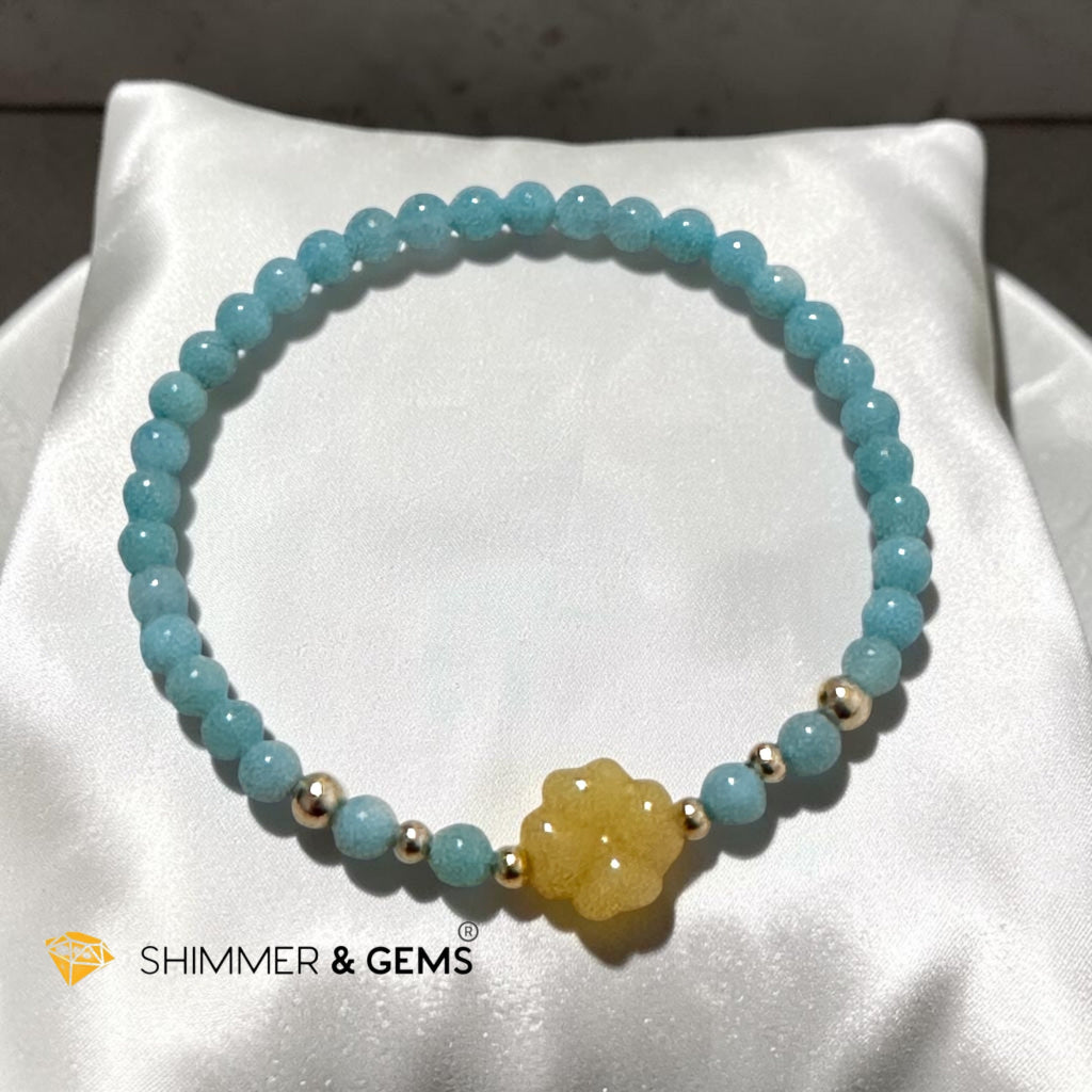 Happy Vibes Amazonite with Yellow Jade Charm Bracelet (4mm)