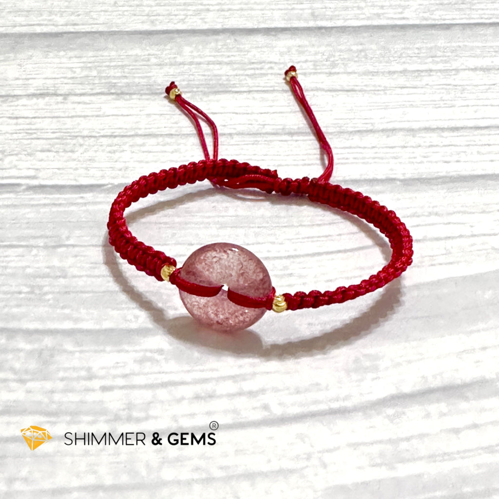 Harmony Buckle Strawberry Quartz Donut Red Woven Bracelet