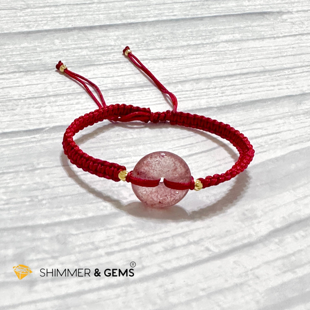 Harmony Buckle Strawberry Quartz Donut Red Woven Bracelet